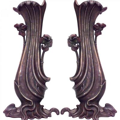 Pair of French Art Nouveau Metal Vases