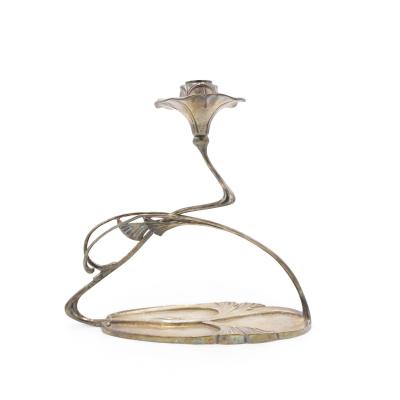 Pair of French Art Nouveau Silver Plate Candlesticks