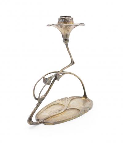 Pair of French Art Nouveau Silver Plate Candlesticks