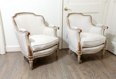 Pair of French Bergere Armchairs