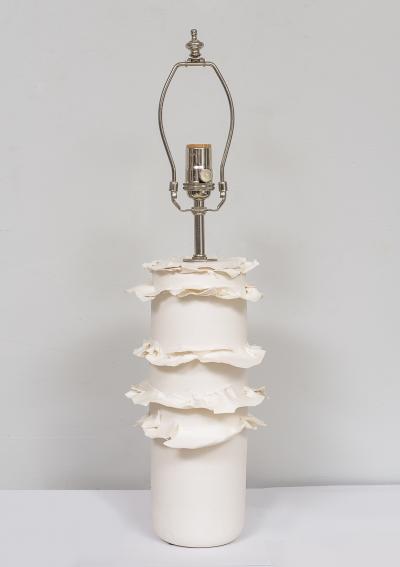 Pair of French Bespoke Ceramic Ruffle Lamps