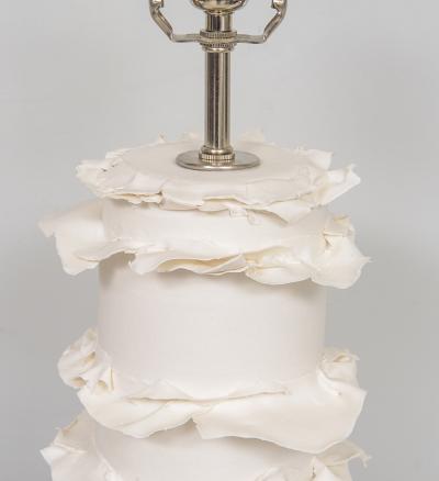 Pair of French Bespoke Ceramic Ruffle Lamps
