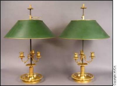 Pair of French Bouillotte Lamps