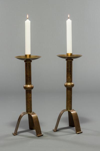 Pair of French Brass Altar Sticks