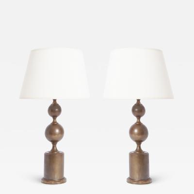 Pair of French Brass Table Lamps