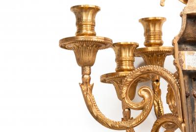 Pair of French Bronze Blue Painted Five Light Antique Wall Sconces