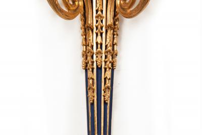 Pair of French Bronze Blue Painted Five Light Antique Wall Sconces