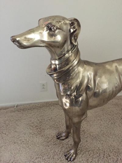 Pair of French Bronze Nickel Greyhound Dog Monumental