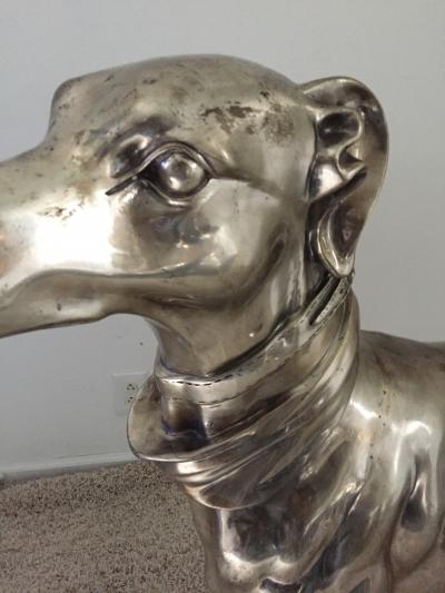 Pair of French Bronze Nickel Greyhound Dog Monumental