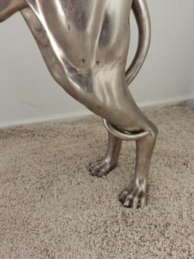 Pair of French Bronze Nickel Greyhound Dog Monumental