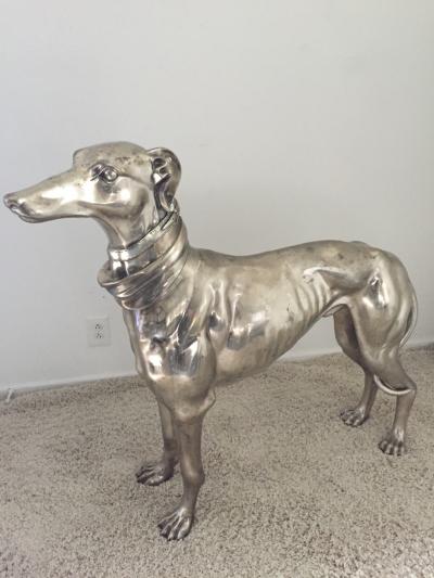 Pair of French Bronze Nickel Greyhound Dog Monumental