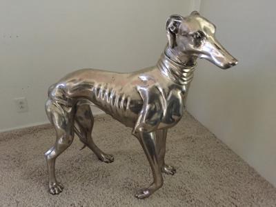 Pair of French Bronze Nickel Greyhound Dog Monumental