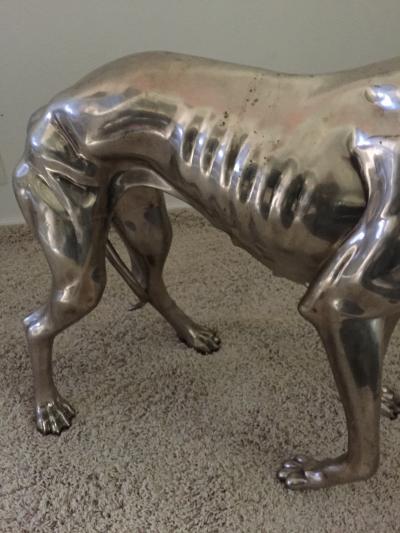Pair of French Bronze Nickel Greyhound Dog Monumental