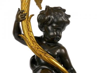 Pair of French Bronze Seven Light Candelabra Lamps ca 1880