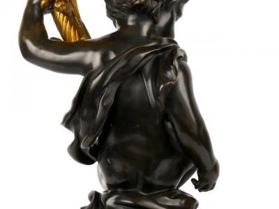 Pair of French Bronze Seven Light Candelabra Lamps ca 1880