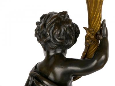 Pair of French Bronze Seven Light Candelabra Lamps ca 1880
