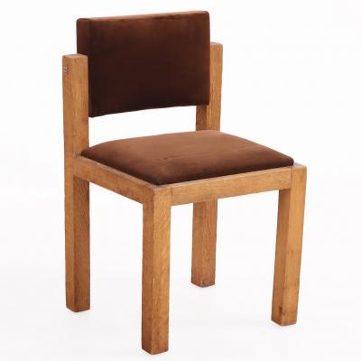 Pair of French Brutalist Oak Side Chairs With Adjustable Tilting Backs C 1960