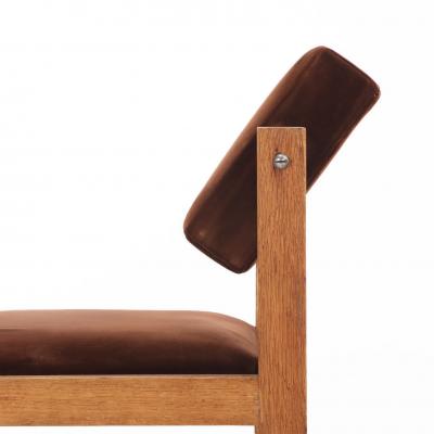 Pair of French Brutalist Oak Side Chairs With Adjustable Tilting Backs C 1960