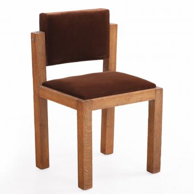 Pair of French Brutalist Oak Side Chairs with Adjustable Tilting Backs C 1960