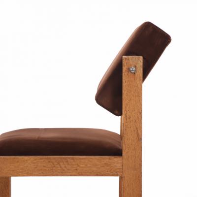 Pair of French Brutalist Oak Side Chairs with Adjustable Tilting Backs C 1960