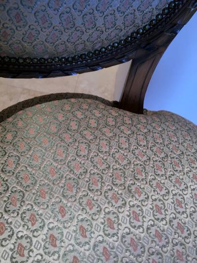 Pair of French Carved Fauteuil Chairs Louis XVI Style