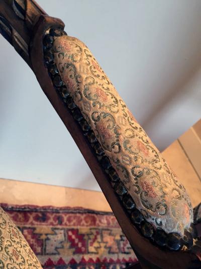 Pair of French Carved Fauteuil Chairs Louis XVI Style