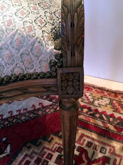 Pair of French Carved Fauteuil Chairs Louis XVI Style