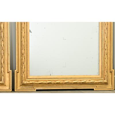Pair of French Carved Gold Gilt Mirrors