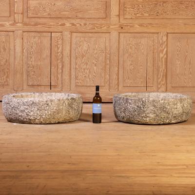 Pair of French Carved Stone Planters C 1910