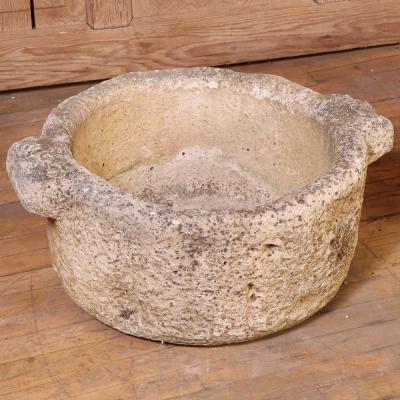 Pair of French Carved Stone Planters with Handles C 1910