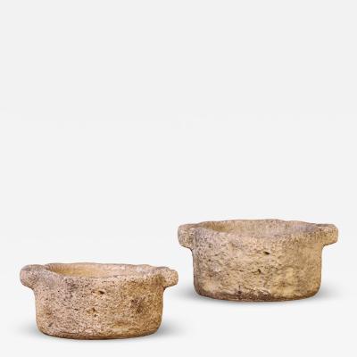 Pair of French Carved Stone Planters with Handles C 1910