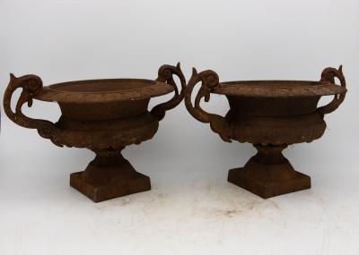 Pair of French Cast Iron Urns late 19th Century