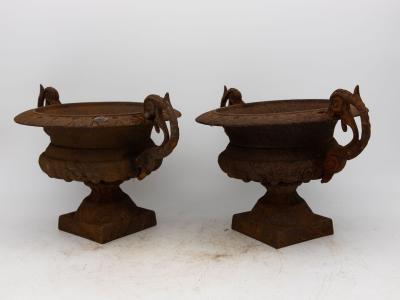 Pair of French Cast Iron Urns late 19th Century