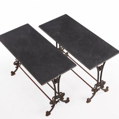 Pair of French Cast Iron and Stone Tables 19th C 