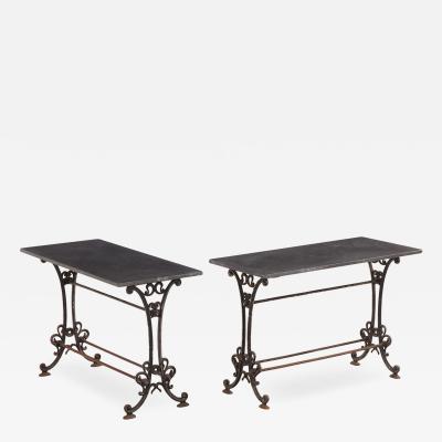 Pair of French Cast Iron and Stone Tables 19th C 