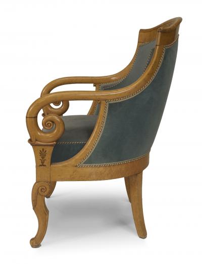 Pair of French Charles X Blue Velvet Arm Chairs