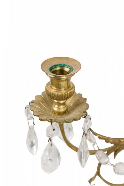 Pair of French Charles X Style Bronze and Faux Crystal Wall Sconces