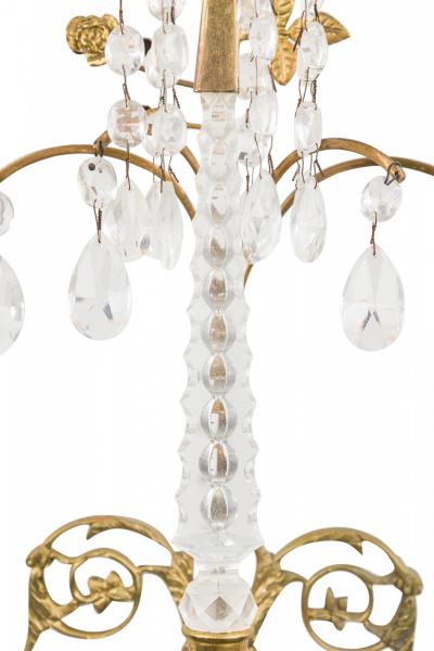 Pair of French Charles X Style Bronze and Faux Crystal Wall Sconces