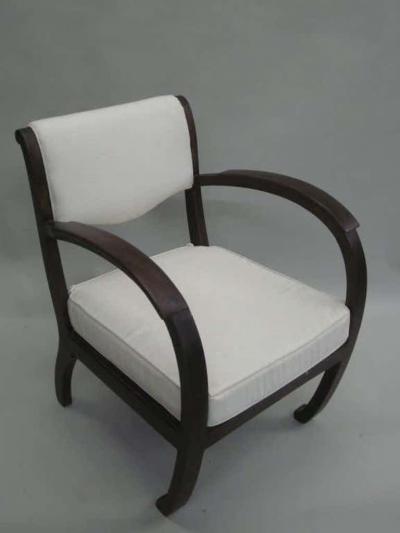Pair of French Colonial Art Deco Teak Lounge Chairs Armchairs