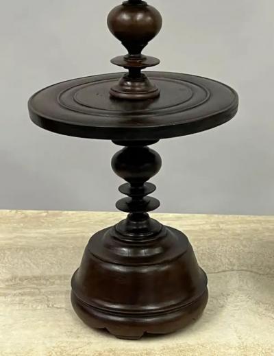 Pair of French Colonial Carved Teak Wood Table Lamp Bases or Candelabras c 1930
