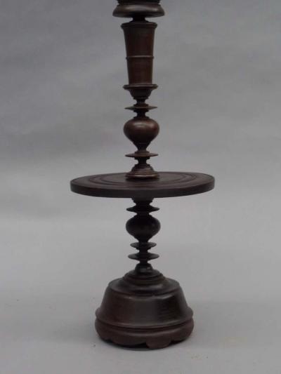 Pair of French Colonial Mid Century Carved Wood Table Lamps 1930