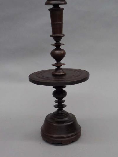 Pair of French Colonial Mid Century Carved Wood Table Lamps 1930