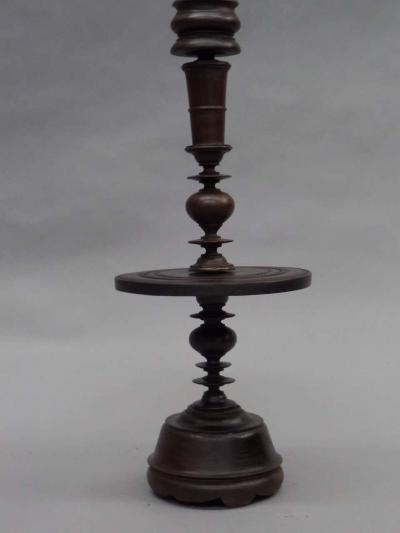 Pair of French Colonial Mid Century Carved Wood Table Lamps 1930