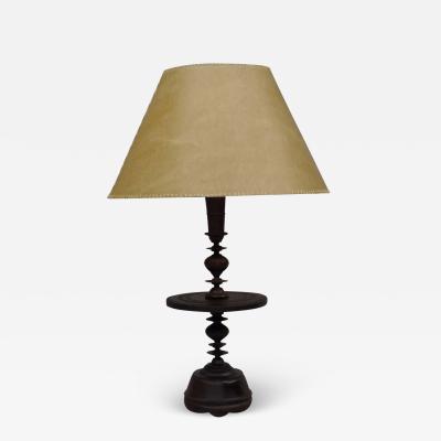 Pair of French Colonial Mid Century Carved Wood Table Lamps 1930