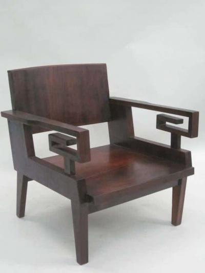 Pair of French Colonial Mid Century Modern Neoclassical Kingwood Lounge Chairs