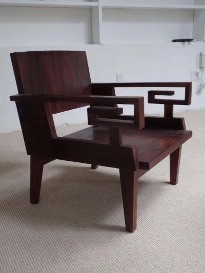 Pair of French Colonial Mid Century Modern Neoclassical Kingwood Lounge Chairs