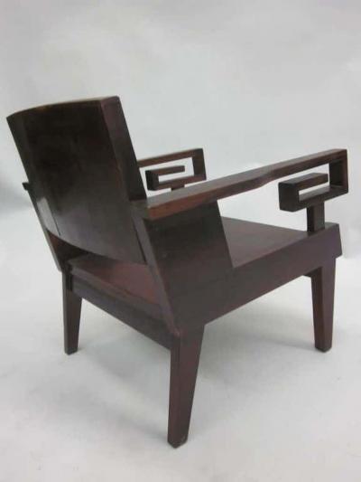 Pair of French Colonial Mid Century Modern Neoclassical Kingwood Lounge Chairs