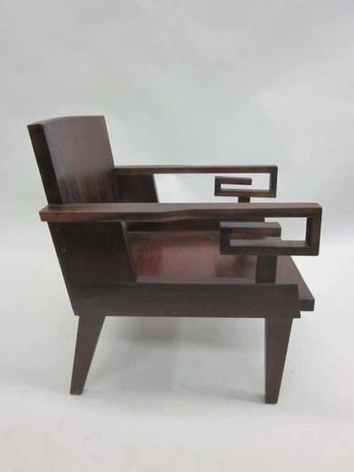 Pair of French Colonial Mid Century Modern Neoclassical Kingwood Lounge Chairs