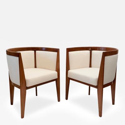 Pair of French Curved Back Upholstered Chairs