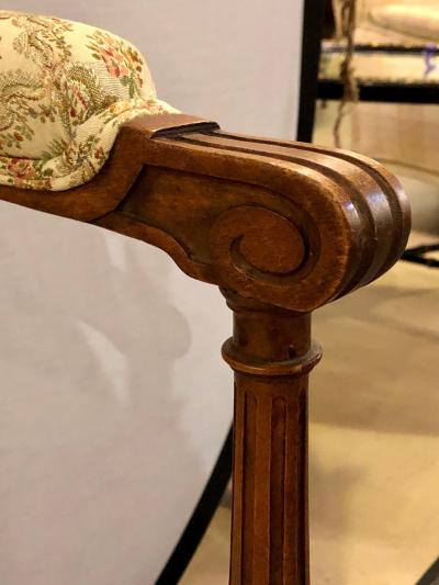 Pair of French Custom Louis XVI Style Carved Bergere Office or Armchairs